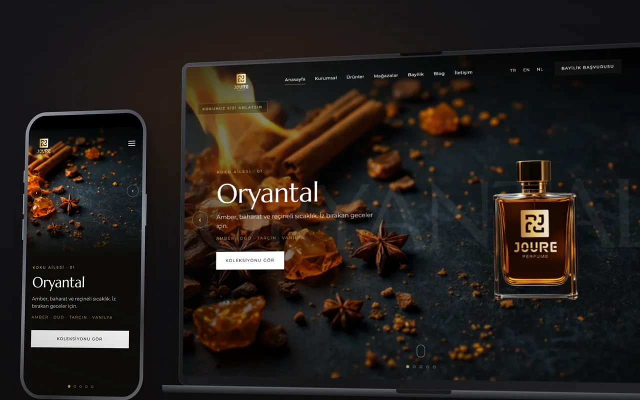 Joure Perfume — Kurumsal Web Sitesi + Bayi Portalı